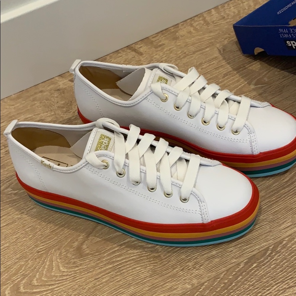 Rainbow platform Keds NWT